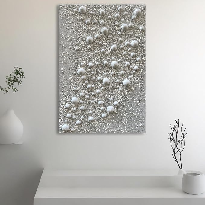 Hand-Painted White Texture Abstract Oil Painting Canvas Wall Art Minimalism Art Painting Bedroom Dining Room Living Room Office Wall Decoration 36x24 inches
