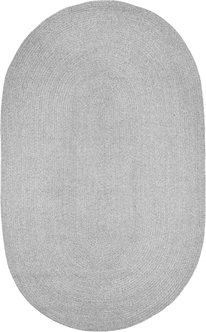 Superior Indoor/Outdoor Area Rug, Reversible Braided Floor Decor for Living Room, Kitchen, Patio, Front Porch, Modern Boho Farmhouse Rugs, Hardwood, Bedroom Accessories, 6' x 9', Slate