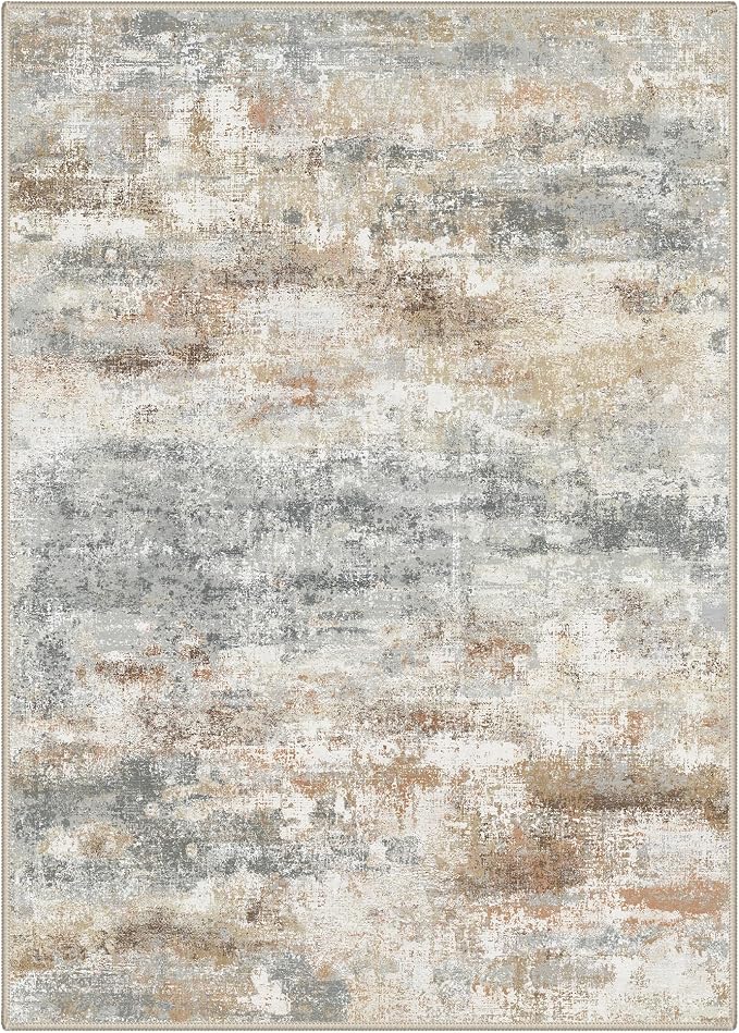BEIMO Area Rugs 8x10 for Living Room Bedroom, Modern Abstract Machine Washable Rug, Large Soft Low Pile Floor Carpet with Non Slip Backing for Dining Room, Muted Grey