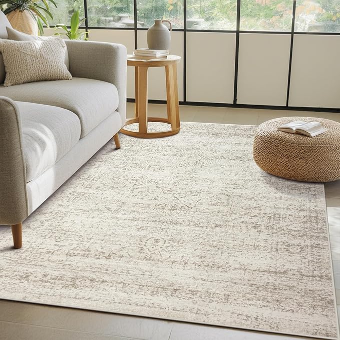 Srugn Washable Rugs 3x5 Area Rugs for Living Room,Bedroom- Non Slip Vintage Entryway Rug for Indoor Entry,Kitchen,Bathroom,Kids Girls Room,Home,Office,Ultra Soft Faux Wool Laundry Room Small Carpets