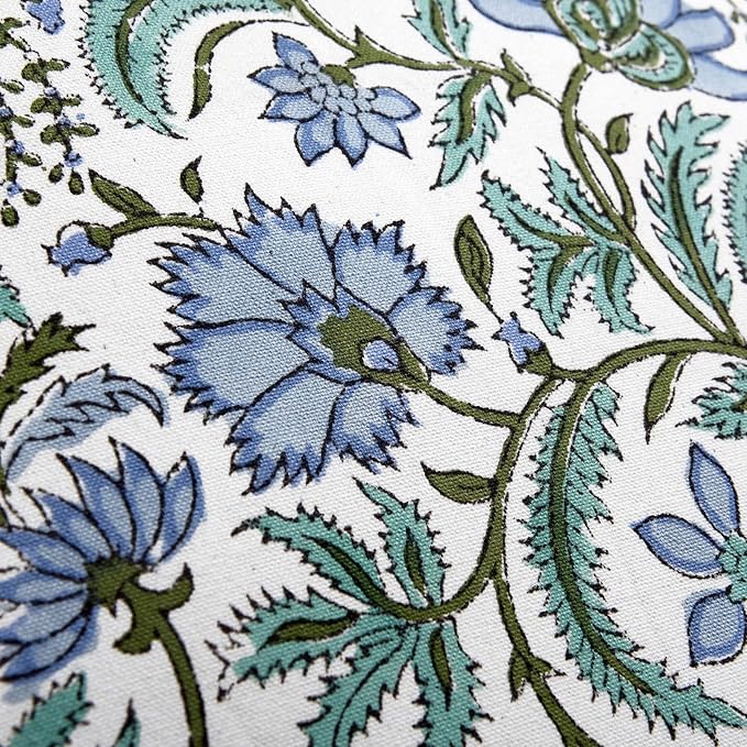 Ridhi Block Print Columbia Blue Pillow Cover 24" x 24" (Pack of 2) Decorative Couch Pillows for Living Room, Chic Boho Cute Outdoor Pillows Covers Gifts for Spring, Easter and Valentine
