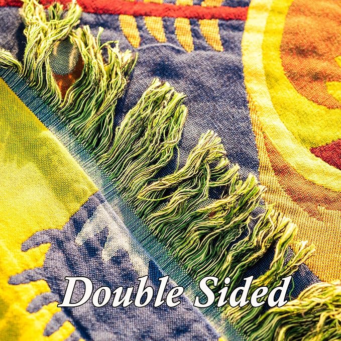 Snycler Boho Throw Blanket for Bed, 100% Organic Cotton Muslin Soft Throw-Blue Boho Floral Farmhouse Rustic Spring Summer Fall Decor Blanket for Couch Sofa Quilt and Gift, 80" x 90"