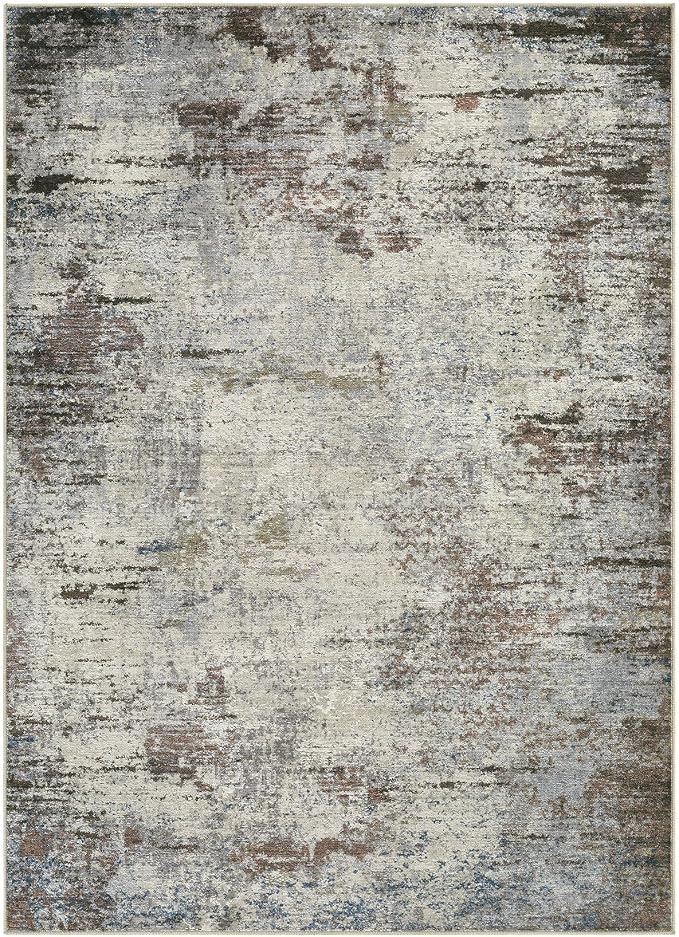 DMOYEST Area Rug Living Room Rugs - 8x10 Washable Large Soft Indoor Neutral Modern Abstract Low Pile Rug Carpet for Bedroom Dining Room Farmhouse Home Office - Brown Rust