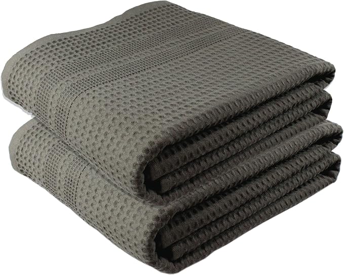 GILDEN TREE Waffle Bath Sheet Large Bath Towels Quick Dry Thin Body Towels, 40x80 Oversized Bath Towels for Adults, 2 Pack Bath Sheet Set, Classic Style (Stone)