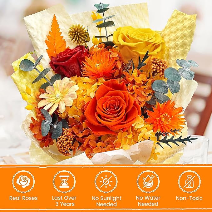 QOEAZY Mothers Day Gifts, Flowers for Delivery, Preserved Flowers Bouquet, Birthday Gifts for Women Mom Grandma Wife Girlfriend Her