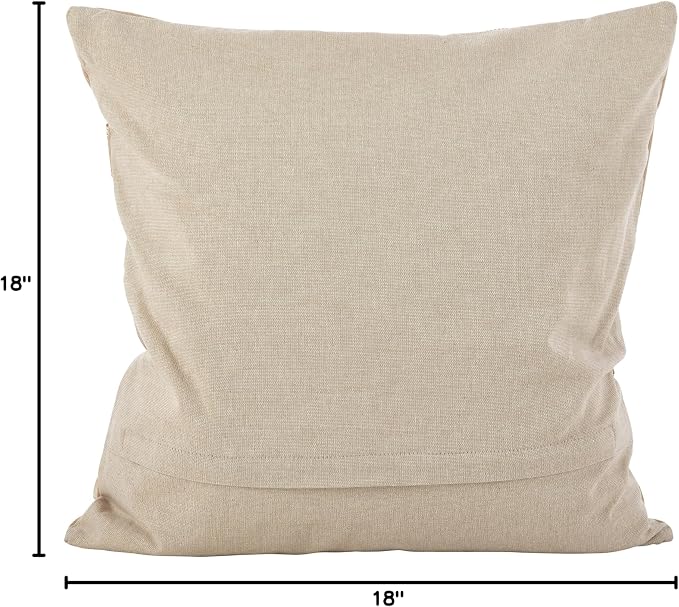 SARO LIFESTYLE Embroidered Floral Design Beaded Cotton Poly Filled Throw Pillow, 18", Multi