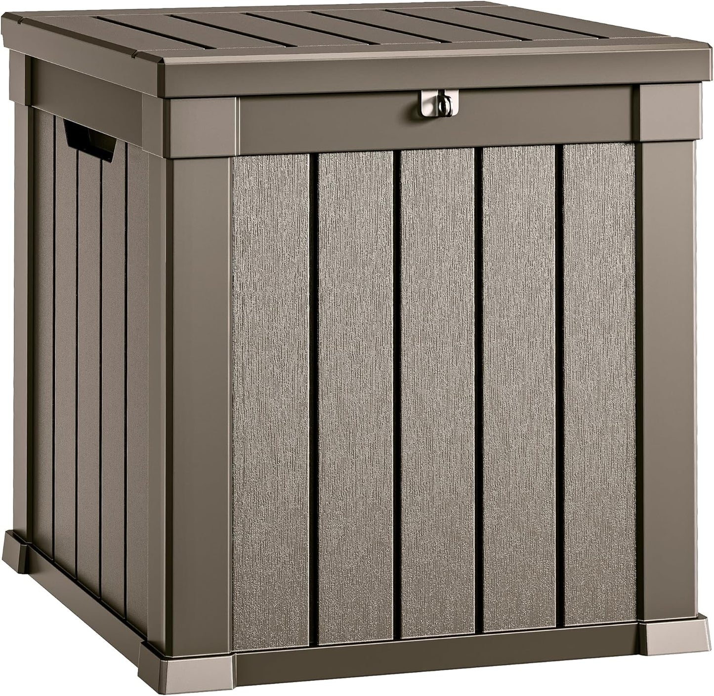 YITAHOME Deck Box, 51 Gallon Weatherproof Outdoor Storage Container for Patio Cushions, Pool Supplies, Garden Tools, Lockable Lid and Side Handles, Light Brown