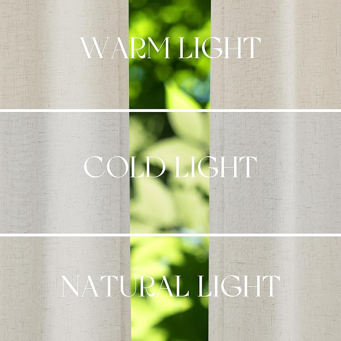 Jowels Natural Linen Cafe Curtains 40 Inch Long 2 Panels for Kitchen | Ivory Light Filtering Sheer Curtain,Back Tab Pocket Pleated Look,Modern Farmhouse Textured Privacy Drapes Tiers Over Sink
