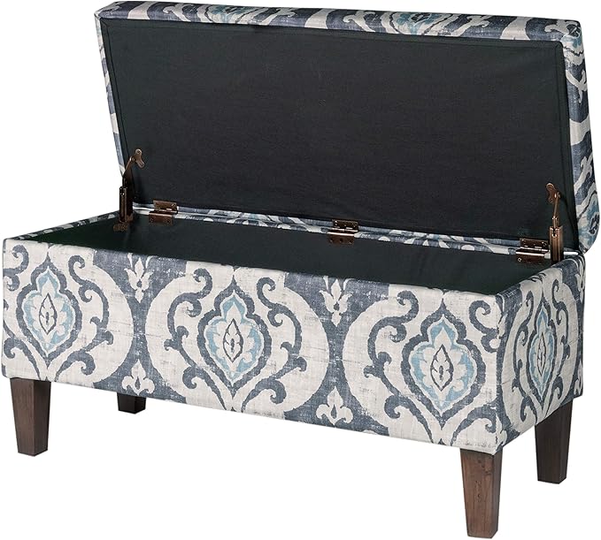 HomePop 36" Storage Ottoman Bench with Hinged Lid - Slate Damask