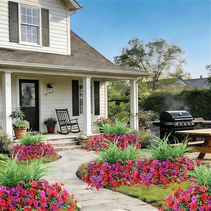 Artificial Flowers for Outdoors 14 Bundles UV Resistant Fake Flowers Daisy with Greenery Plants Faux Outdoor Flowers for Spring Summer Decoration Outdoor Faux Plants Home Window Porch Patio Yard