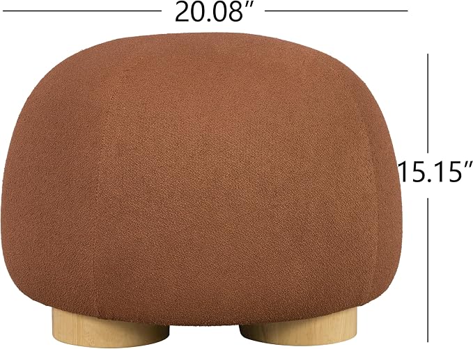 Christopher Knight Home Aria 20.08" Round Fabric Ottoman Stool, Upholstered Footrest with Foam Seat, Modern Accent Ottoman with Wood Legs, Small Footrest for Entryway Living Room, Rust