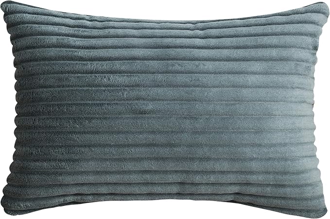 TangDepot Velvet Big Corduroy Pillow Covers 12x24 Deep Grey 2-Pack | Soft wide-stripe corduroy pillow cover, hidden zipper, machine washable, easy refresh, for bedroom living room indoor outdoor