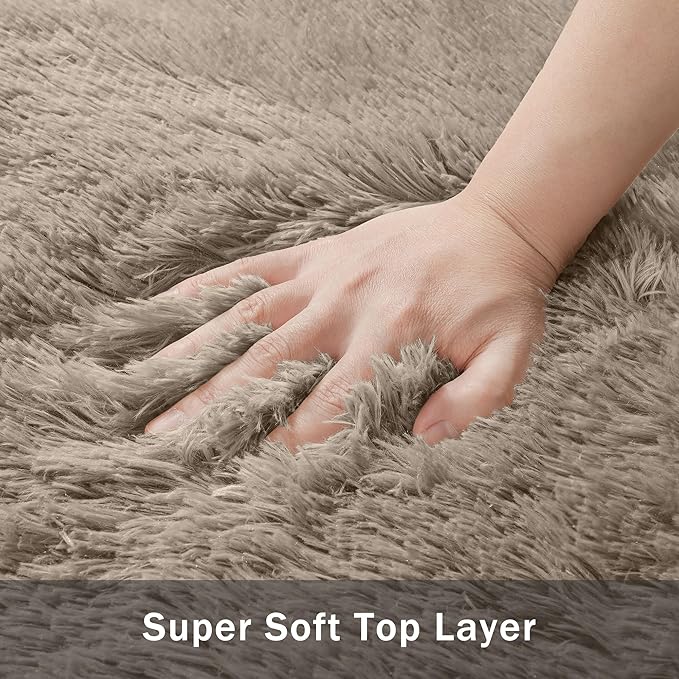 5x7 Area Rug for Living Room:Ultra Soft Fluffy Shag Grey Camel Rugs,Large Fuzzy Plush Indoor Non Slip Carpet Washable Rug for Bedroom Kids Nursery Office Dorm Modern Decor(Grey Camel 5'x7')