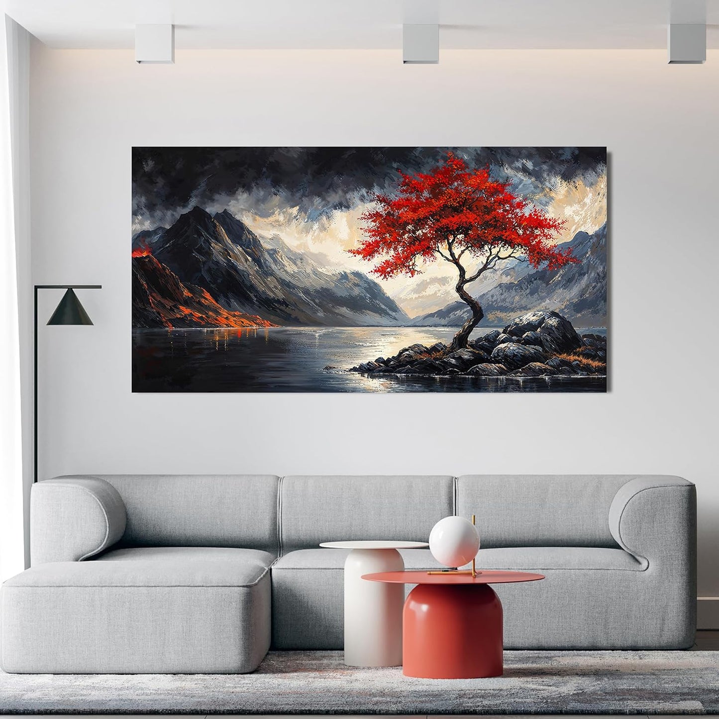 Canvas Wall Art Decor Black and White Vintage Wall Art Wall Art Pictures for Living Room Large Landscape Wall Art Prints Art Work for Wall Decor Red Artwork for Walls Bedroom Office Decor 29" X 58"