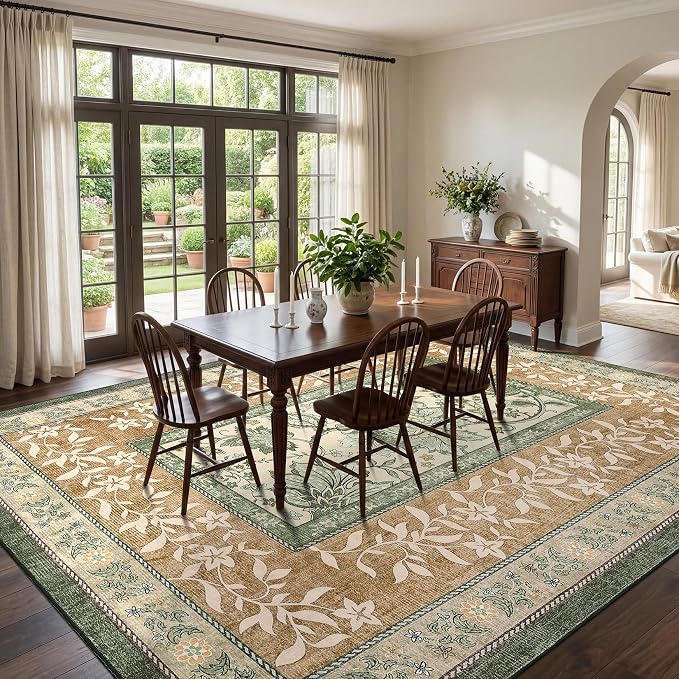 GarveeHome Leaves Floral Area Rug