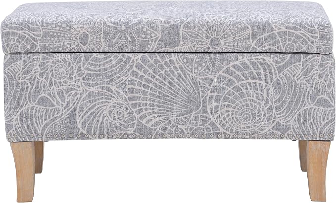 Linon Stone Upholstered Storage Stephanie Ottoman