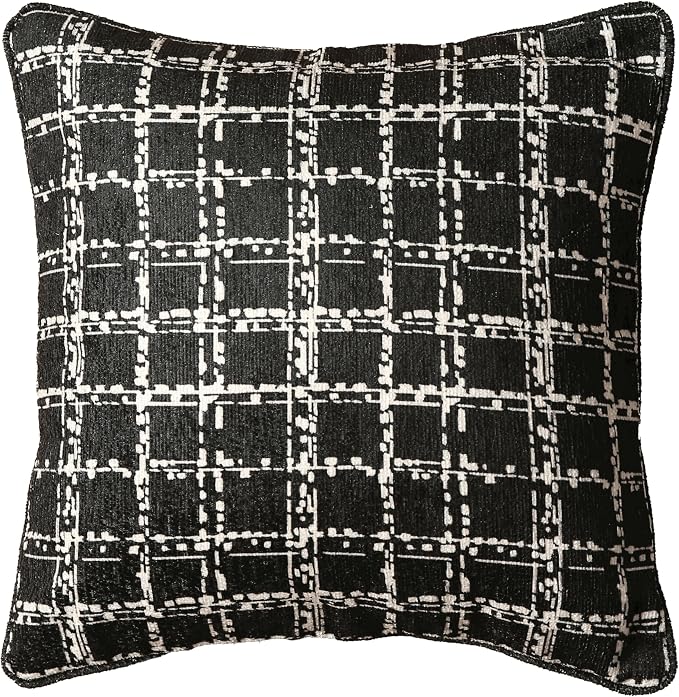 bilin gaier Designer Vintage Linen Throw Pillow Cover,18"x18"-Callalily C | Elegant Square Pillow Cover,Concealed Zipper Design,Plaid Print Pattern,Sofa,Bedroom,Living Room,Lounge Chair