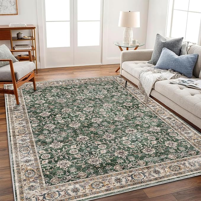 CHAMPLANT Washable Area Rug 10'x14' Boho Design Non-Shedding Easy Care Ideal for High Traffic Areas in Living Room Bedroom Office Coffee Table Kitchen Large Carpet