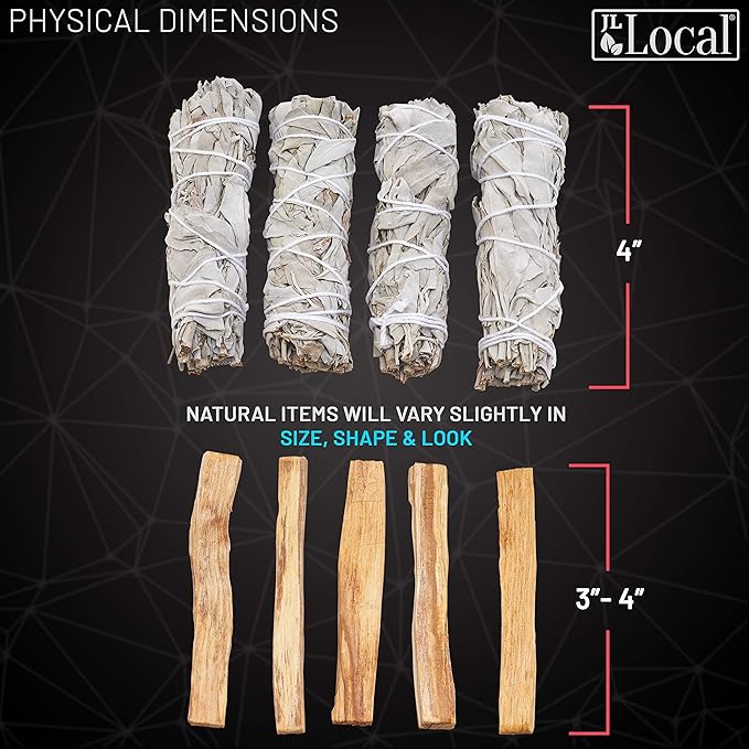 JL Local Smudge Kit Refill - White Sage & Palo Santo for Smudging, Healing, Purifying, Meditating & Incense