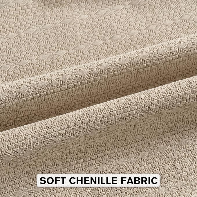FUTEI Oatmeal Chenille Throw Pillow Covers 24x24 Inch Set of 2,Soft Striped & Diamond Textured European Cushion Cases,Modern Home Decor for Couch Living Room