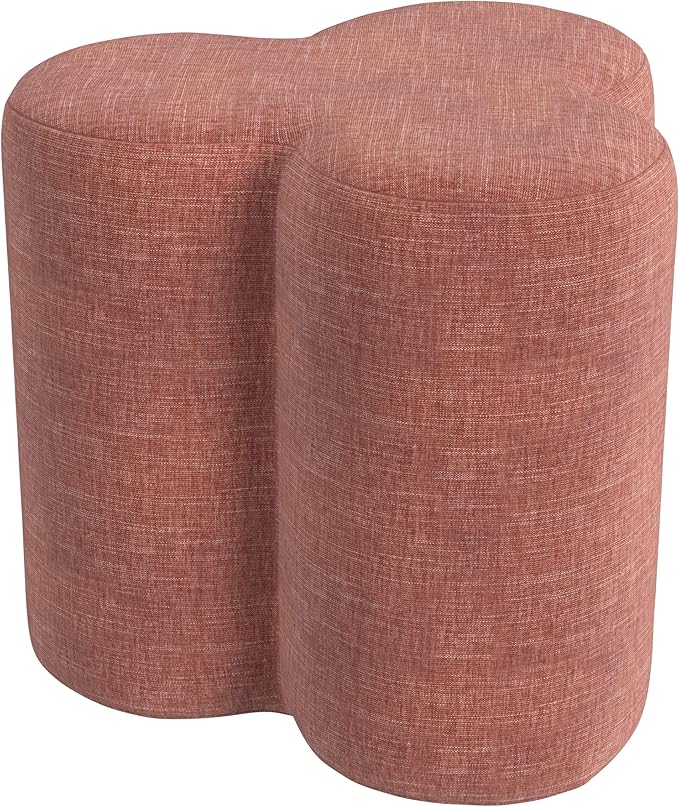 HomePop Upholstered Clover Shaped Ottoman (No Lid, Seat Only) | HomePop Home Décor | Foot Rest Pouf – Pink Chenille