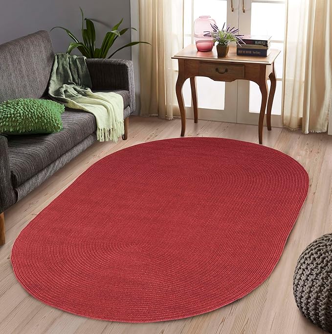Superior Jute Oval Indoor Area Rug, Burgundy