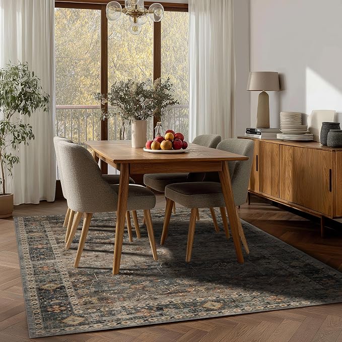 Ruaruarug Washable Area Rug 5x7 for Living Room, Bedroom, Ultra Soft Non Slip Stain & Fade Resistant, Pet & Kids Friendly, Suitable for High Traffic Areas Easy to Clean for Office Kitchen, Camel