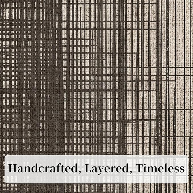CCPEAR Large Abstract Line Wall Art, Modern Neutral Minimalist Black and White Textured Canvas Painting, Framed Geometric Wall Decor for Living Room Bedroom Office, Ready to Hang, 48x32 Inch