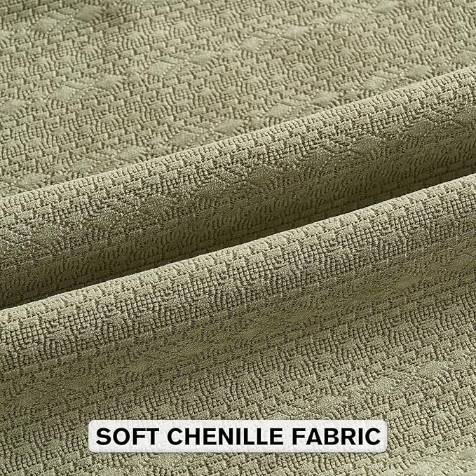 FUTEI Sage Green Chenille Throw Pillow Covers 20x20 Inch Set of 2,Soft Striped & Diamond Textured Cushion Cases,Modern Home Decor for Couch Living Room
