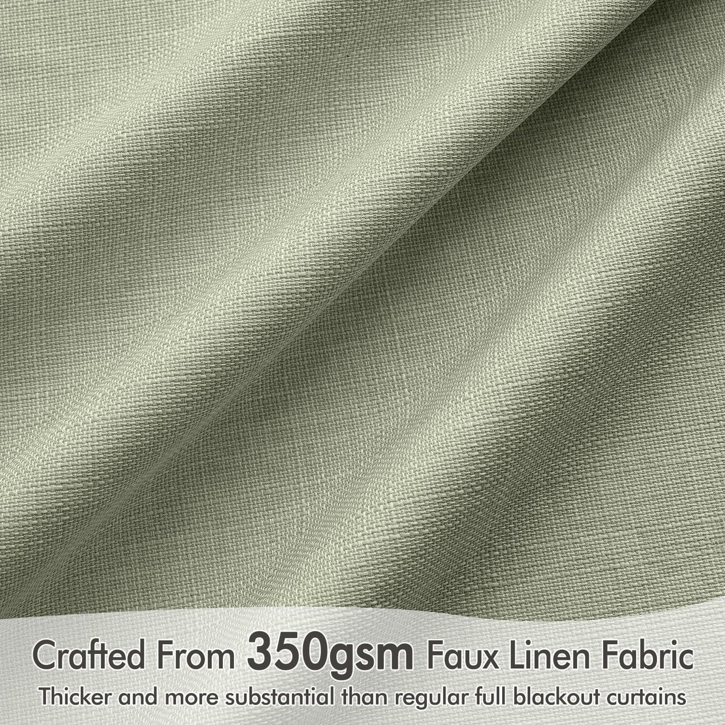 MIULEE 100% Blackout Curtains 108 Inch Long 2 Panels for Bedroom, Thick Luxury Faux Linen Black Out Curtain Room Darkening Back Tab Pleat Window Textured Drapes with Hooks for Living Room, Sage Green