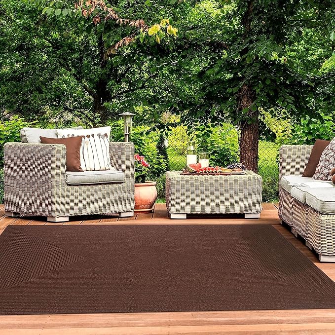 Superior Indoor Outdoor Area Rug, Handwoven Reversible Braided Home Decor for Living Room, Kitchen, Entryway, Patio, Front Porch, Deck, Modern, Boho, Farmhouse Style, 3' x 5', Cocoa