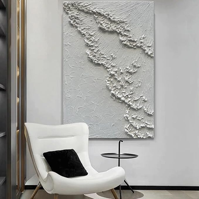 NANKAI Art 45x30 inches Large White Thick Texture Abstract Oil Painting Hand-Painted sea Landscape Oil Painting Home Wall Decoration Art
