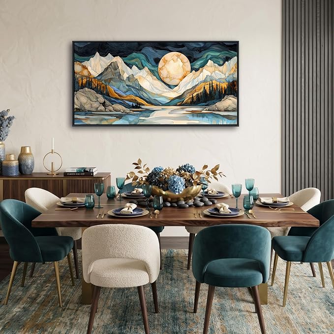 Framed Canvas Wall Art - 20x40 Inchs Abstract Painting Decor, Textured Mountain Pictures as Gifts for Friends, Modern Art Prints for Bedroom Living Room Bathroom Home Decoration