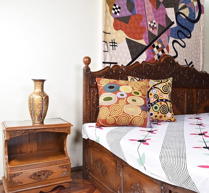 Klimt Rust Pillow Cover | Art Nouveau Bronze Pillows | Mid Century Modern Copper Pillowcase | Modern Chair Cushion | Modern Farmhouse Pillows | Hand Embroidered Wool Size 18x18