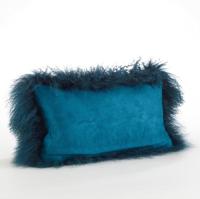 SARO LIFESTYLE Mongolian Lamb Fur Poly Filled Throw Pillow