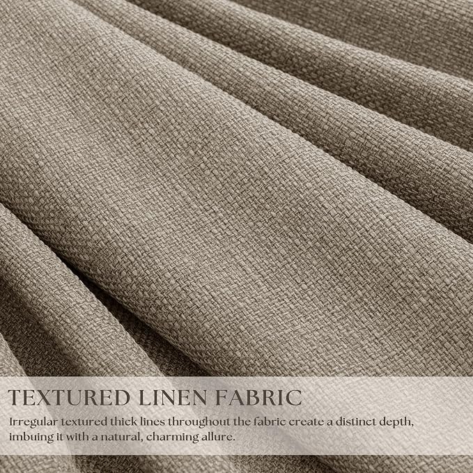 Greige Flax Linen Pinch Pleated Blackout Curtains 86 Inches Long for Bedroom Living Room Darkening 100% Black Out Pinch Pleat Drapes with Liner Farmhouse Neutral 86 Inch Curtain for Dining Room