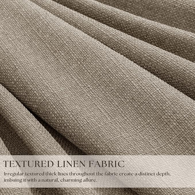 Deep Flax Linen Pinch Pleated 100% Blackout Curtains 92 Inch Length 2 Panels Set Greige Light Taupe Pinch Pleat Curtains Black Out Blocking Room Darkening Drapes for Bedroom Living Room Window