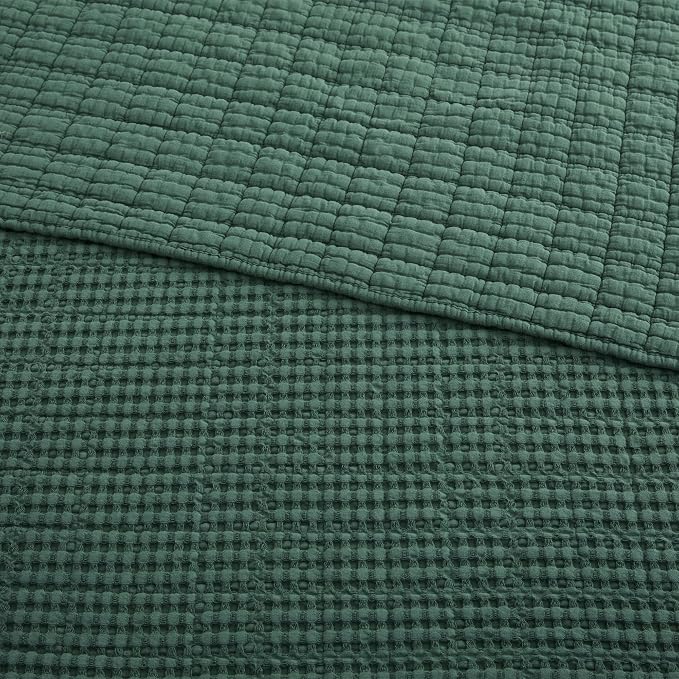 Levtex Home - Mills Waffle - Throw - Forest Green Cotton Waffle - Throw Size 50 x 60in.