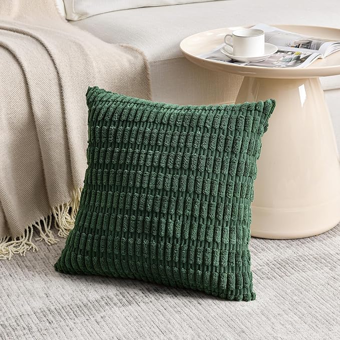 Fancy Homi 4 Packs Decorative Throw Pillow Covers for Living Room Couch Bed, Modern Farmhouse Boho Home Décor Accent Cushion Case, 16" x 16" (Pack of 4), Forest Green