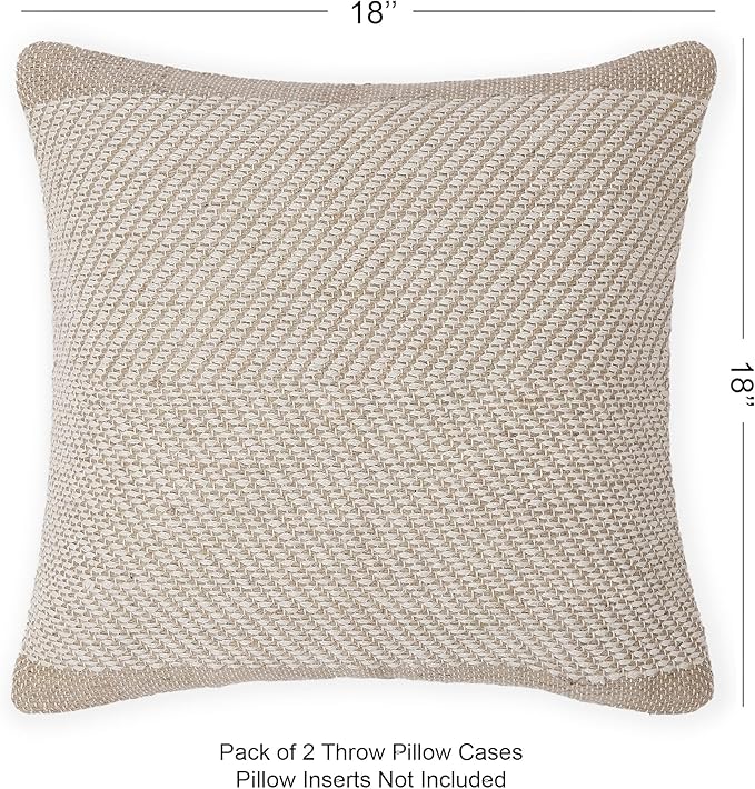 REDEARTH · Handmade Boho Throw Pillow Covers - Bohemian Chic Farmhouse Style - Accent Woven Indoor and Outdoor Pillow Cushion Cases for Couch - Bed - Chair - Sofa - Benches – Set of 2-18"x18" -