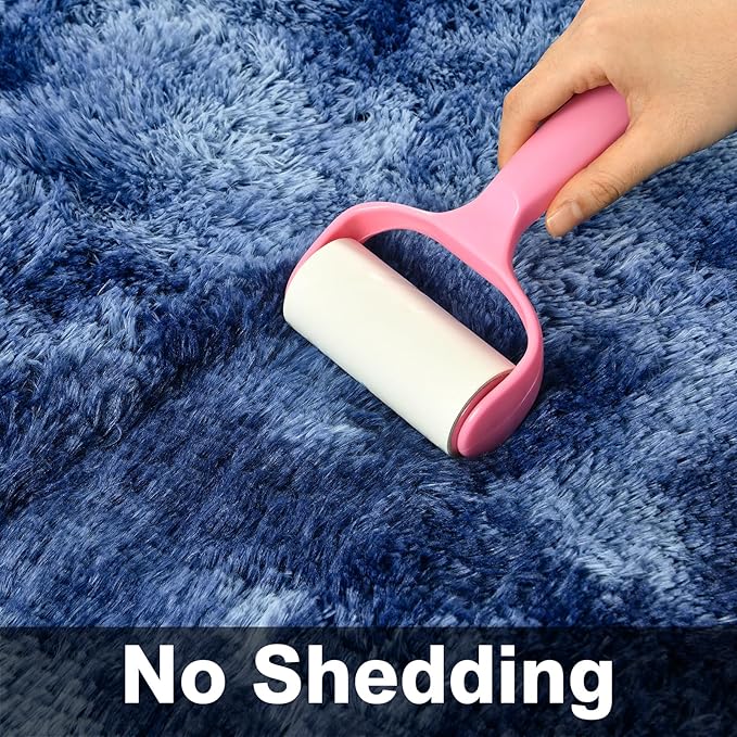 Deerhoo Shag Area Rug, 4 X 6 Plush Fuzzy Rugs for Living Room, Ultra Soft Fluffy Furry Rug for Bedroom, Indoor Carpet Nursery Rugs for Kids Room Home Decor, Tie-Dyed Navy Blue