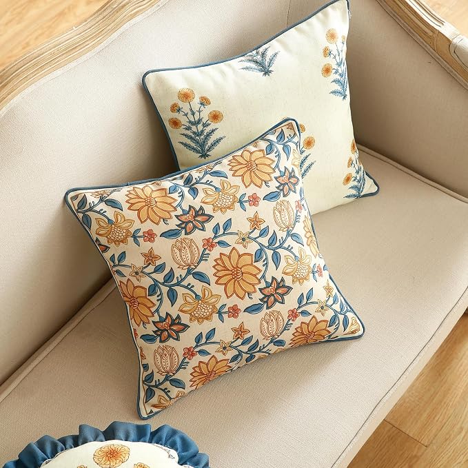 ISAENNE Linen Square Throw Pillow Cover,Set of 2,20"x12"-Estevan B | Designer French Elegant Pillow Cover,Concealed Zipper Design,Sofa,Bedroom,Living Room,Lounge Chairs,All Season Home Decor
