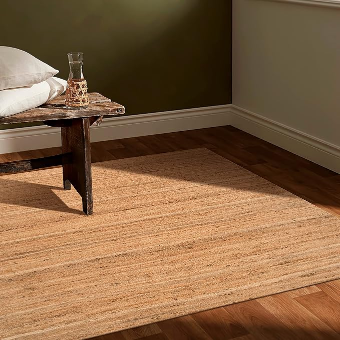 Hausattire Hand Woven Jute Braided Area Rug, 9’x12’ – Natural, Reversible Boho Rugs for Kitchen, Living Room, Bedroom I Farmhouse Decorative Floor Rug, 108x144 Inches