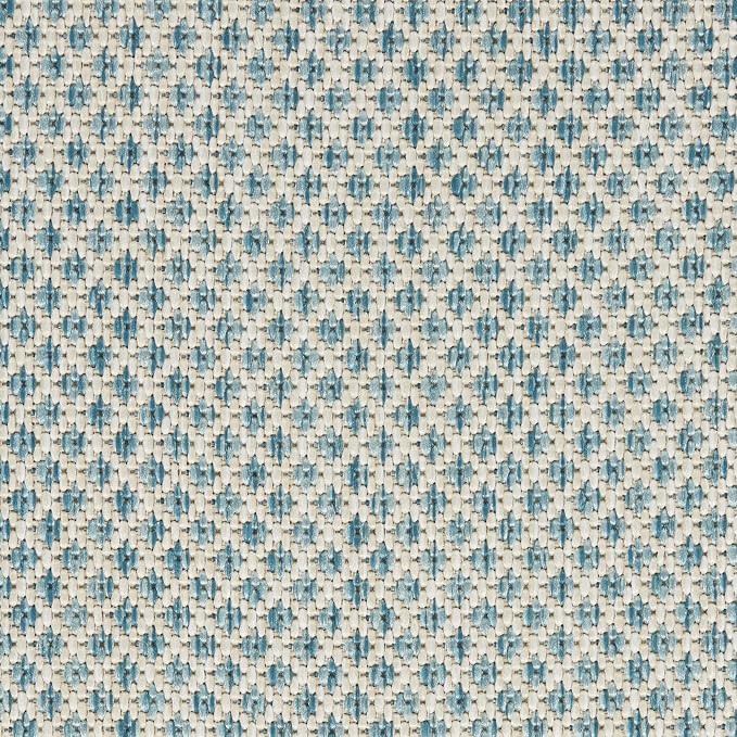 Nourison Home Courtyard Ivory Aqua 5' x 8' Oval Area Rug - Easy Clean, Non Shedding, Bed Room, Living Room, Dining Room, Kitchen (5' x 8' Oval)