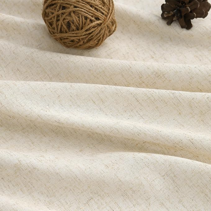 100 Inch Extra Wide Pinch Pleated Linen Curtains for Patio Sliding Glass Door Natural Cream Beige Light Filtering Semi Sheer Curtain for Living Room Divider Farmhouse Back Tab Drape 1 Panel 100x84
