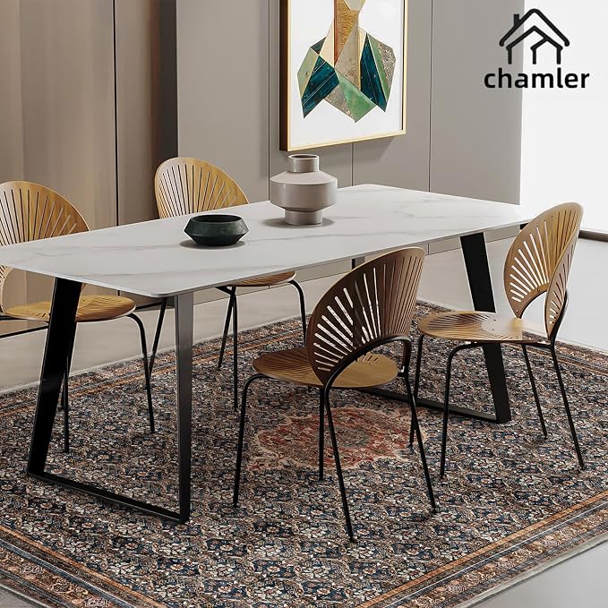 chamler 6x9 Washable Area Rug Boho Medallion Distressed Design Non-Shedding Easy Care Ideal for High Traffic Areas in Rugs for Living Room Bedroom Office Kitchen Large Carpet