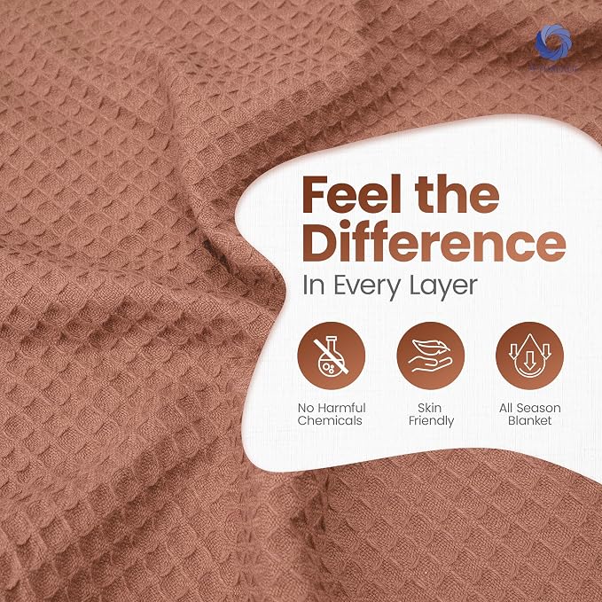 100% Long Staple Cotton Waffle Multipurpose Blanket | Soft & Breathable, Lightweight All-Season Throw for Bed/Couch/Sofa | Machine Washable | (Waffle-Coffee, Twin)