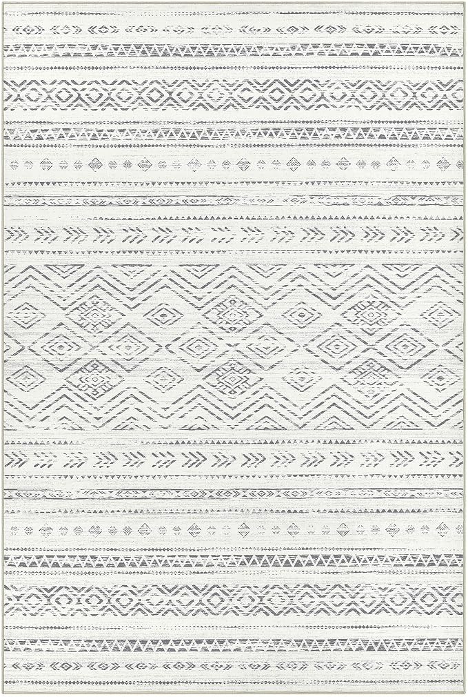Tortania Area Rug Living Room Rugs- 10x13 Washable Large Soft Neutral Boho Moroccan Bohemian Farmhouse Rug Indoor Floor Carpet for Bedroom Under Dining Table Home Office Decor - Beige Gray