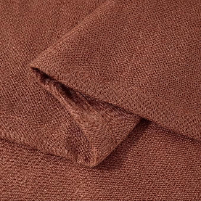 Chezmoi Collection Brussels Belgian Flax Linen Throw Blanket, 50" x 70" - Pre-Washed Super Soft Lightweight Breathable Summer Blanket Sedona Red Color for Living Room Couch & Bed