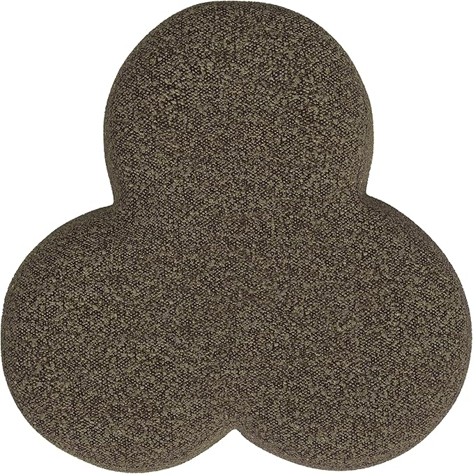HomePop Upholstered Clover Shaped Ottoman|HomePop Home Décor|Foot Rest Ottoman - Dark Brown Boucle